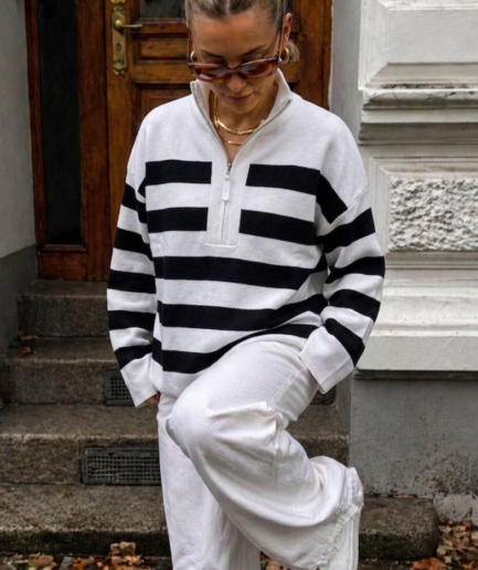 786-Sweater rallado c cierre - importado