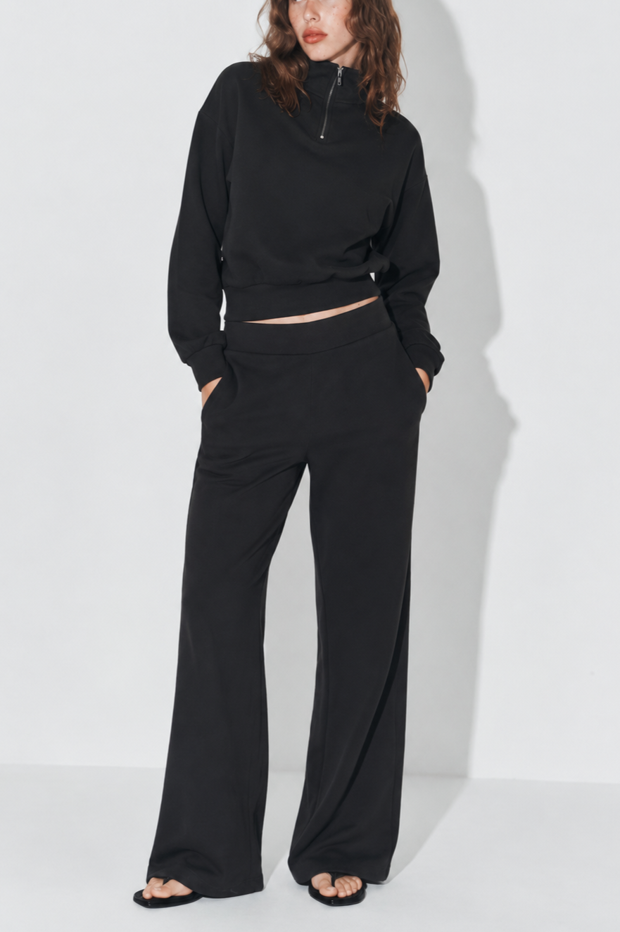 798- CONJUNTO (Buzo con cuello+palazzo)-rib brushed